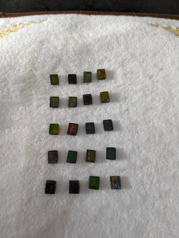 Rectangle Ammolite gemstone size 8X10mm natural and genuine : E00bundle38b