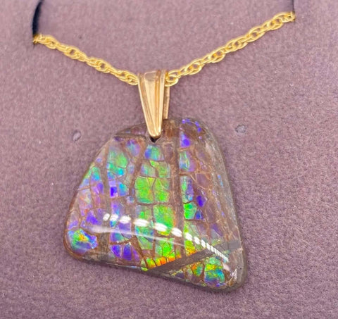 Ammolite Freeform Pendant that is 23x21mm PN E20361 