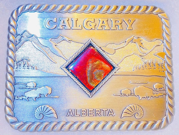 Ammolite Large Calgary Alberta Belt Buckle Red PN E21301 