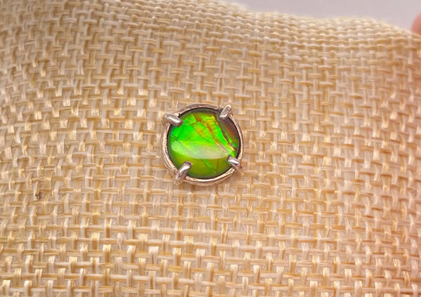 Ammolite Round Silver Pin PN E10513 