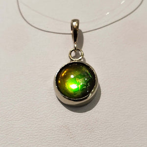 Ammolite Pendant 10mm Round Gemstone Set in Gold Pn: E1362E %product from Empire Ammolite