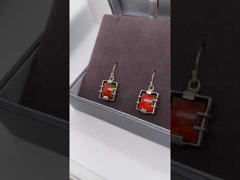 Ammolite Silver Dangle Earrings Video PN E20601 