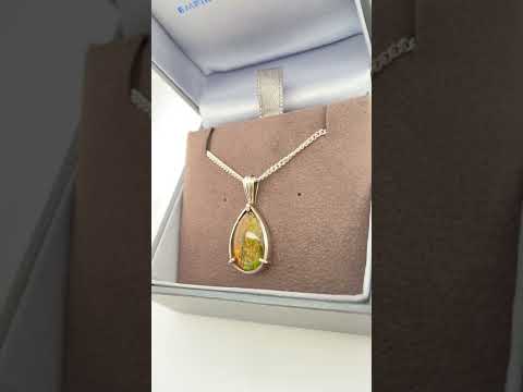 Ammolite Pear Pendant in Sterling Silver Video PN E10462
