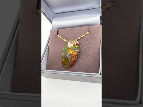 Ammolite Freeform Pendant that is 27x17mm Video PN E20651 